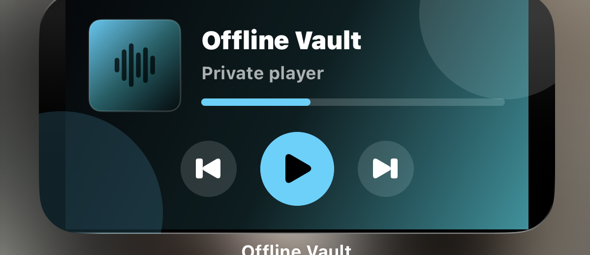 Offline Vault iPhone widget with playback controls