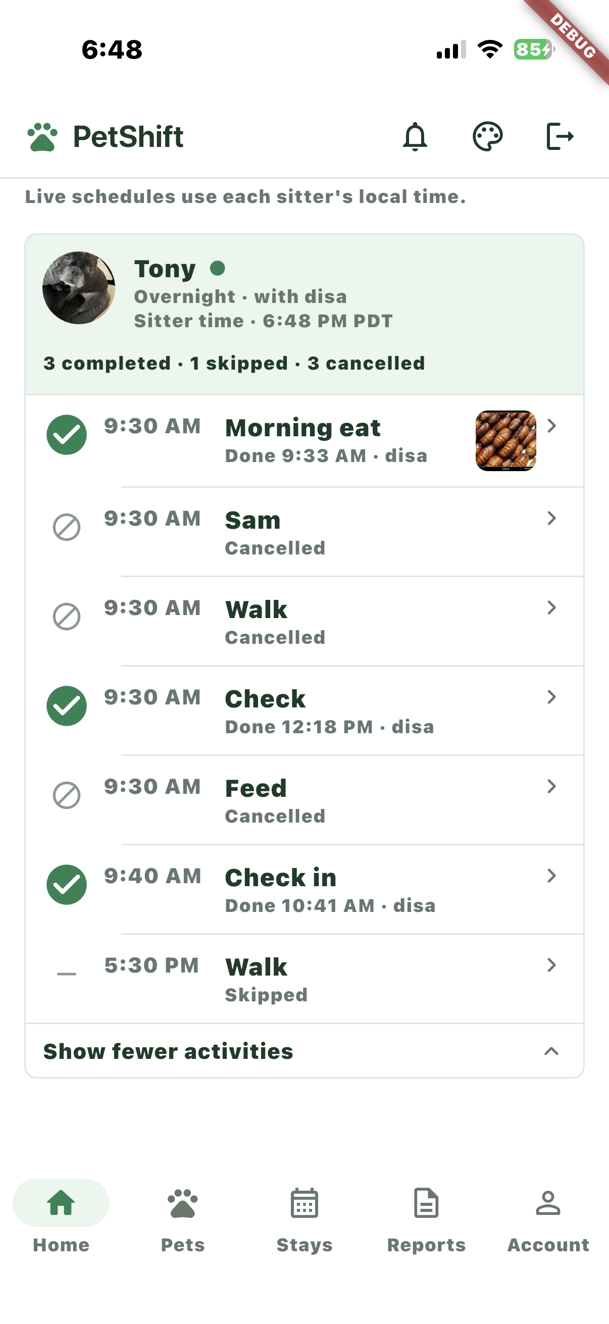 PetShift live pet care schedule